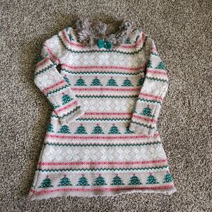 Tommy Bahama Girls Knit Sweater Dress Faux Fur Collar Christmas Holiday Size 4T